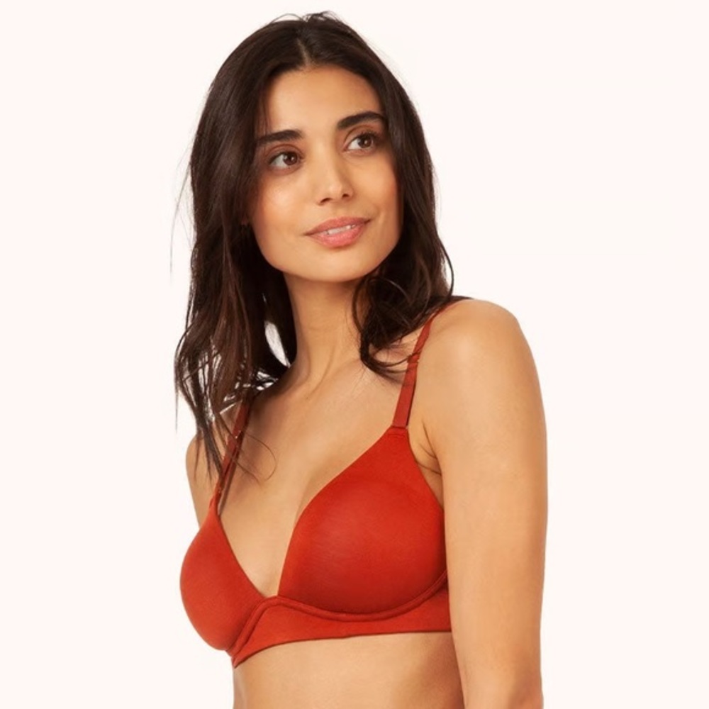 Lively The All-Day Plunge No-Wire Bra in 34D Burnt Orange NWT